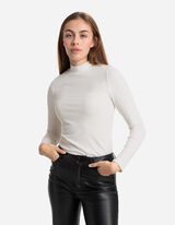 Langarmshirt - Mockneck - weiß