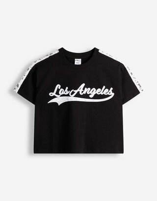 T-Shirt - Spitzenbesatz - Schwarz