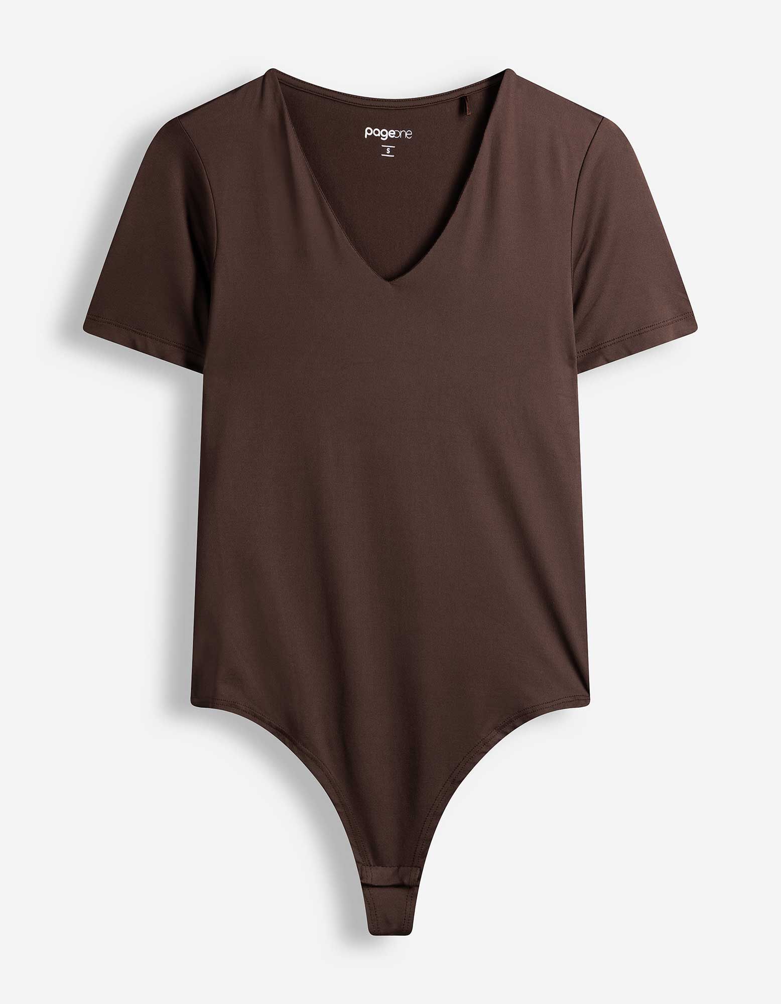 Romper korte mouw - Met stretch - Donkerbruin