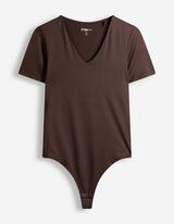 Romper korte mouw - Met stretch - Donkerbruin