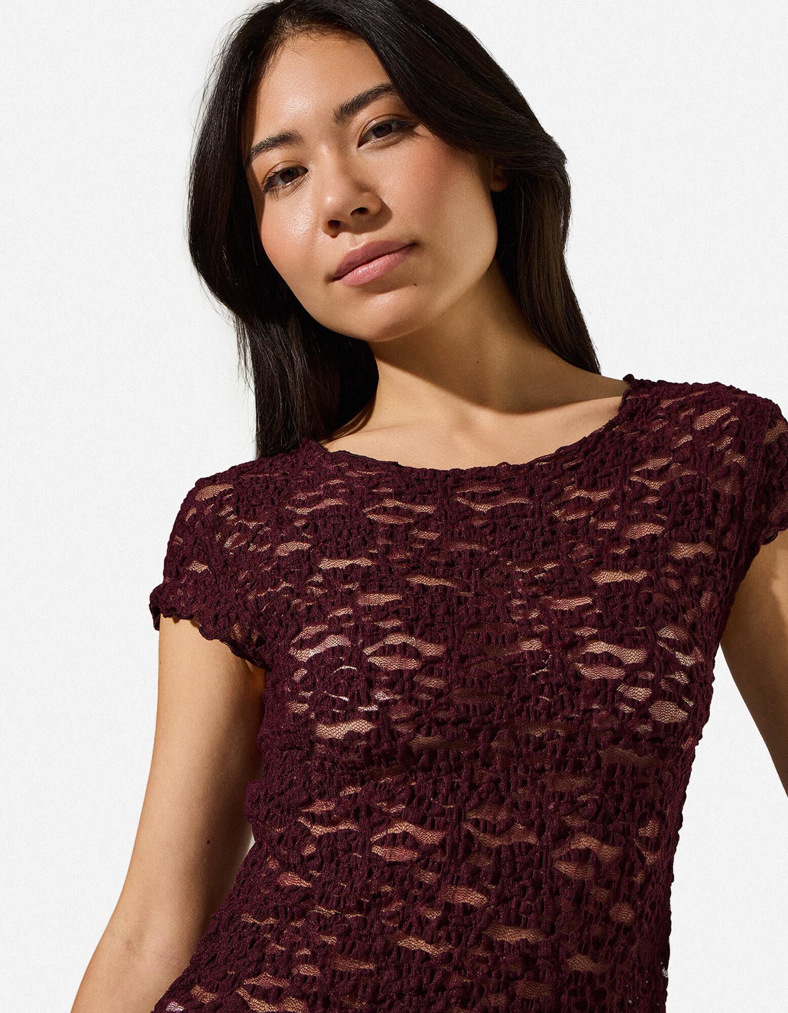 T-Shirt - Muschelsaum - Lila