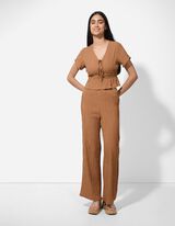 Palazzohose - Viskose-Mix - hellbraun