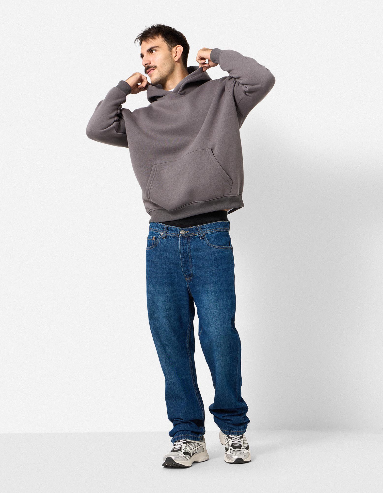 Hoodie - Oversized Fit - Dunkelgrau