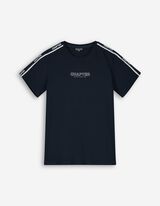 T-shirt - Contraststrepen - donkerblauw
