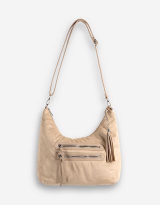Tasche - Wildlederimitat - beige