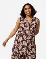 Top sans manches - Motif all-over - Brun