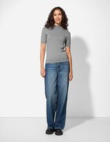 Gebreid overhemd - Viscosemix - grijs