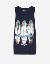 Top a canotta - Stampa frontale - blu scuro