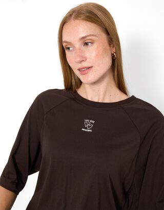 T-Shirt - Stickerei - Dunkelbraun