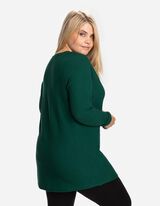 Strickpullover - V-Ausschnitt - dunkelgrün