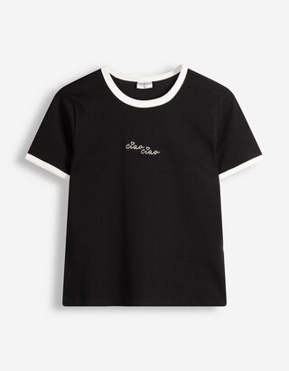 T-Shirt - Stickerei - Schwarz