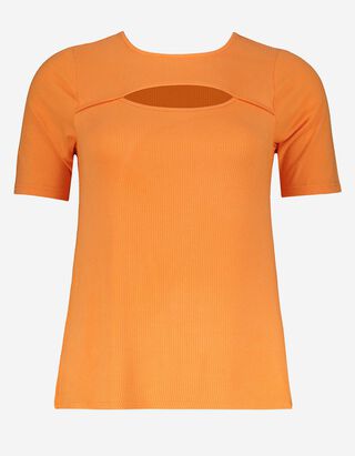 T-shirt - Viscose m&eacute;lang&eacute;e - Orange
