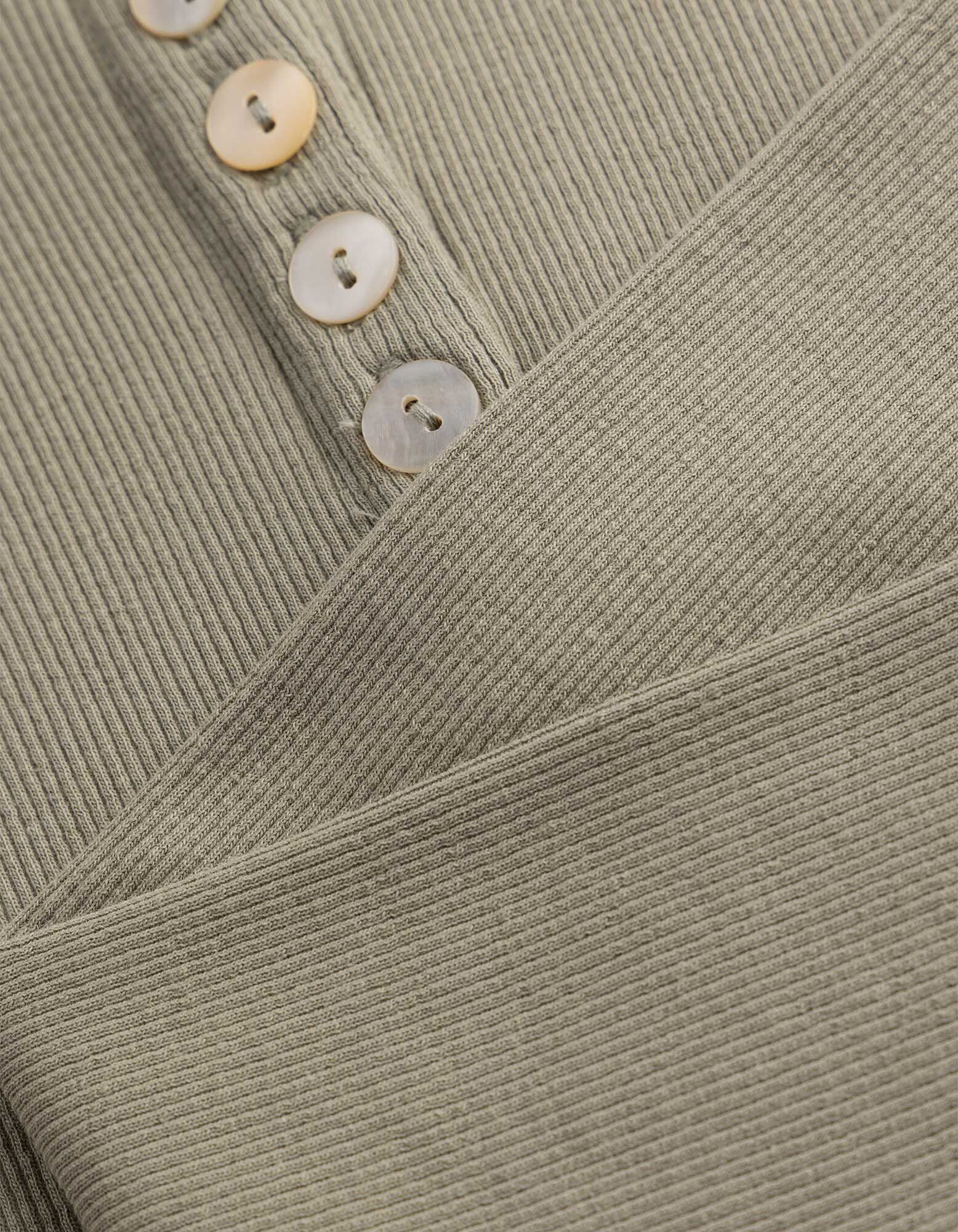 Langarmshirt - Zierkn&ouml;pfe - Khaki
