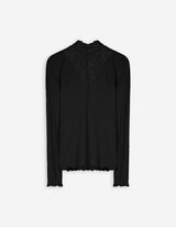 Maglia a manica lunga - Inserto in pizzo - nero