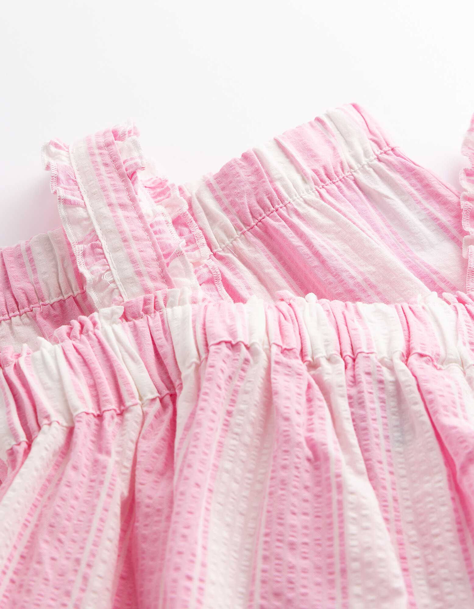 Set aus Top und Hose - Streifen - Pink