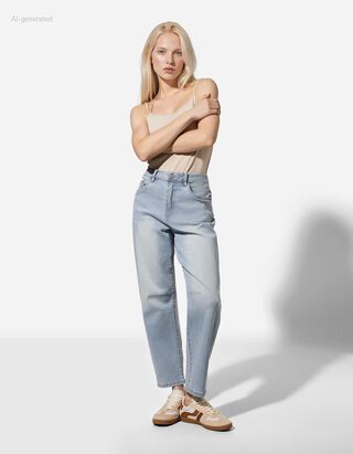 Jeans - Vestibilit&agrave; a palloncino - celeste