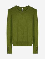 Strickpullover - Zierknöpfe - grün