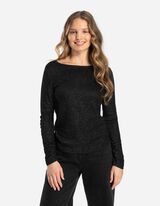 Langarmshirt - Lurex - schwarz