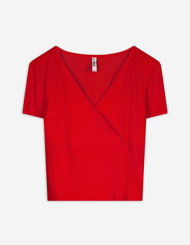 T-Shirt - Wickeloptik - rot