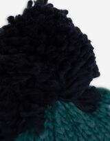 Čepice s bambulí - Blokový vzor - tmave modra