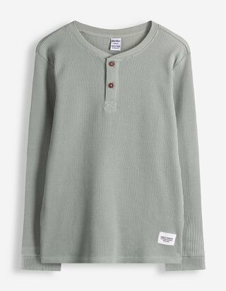 Langarmshirt - Waffelstruktur - Gr&uuml;n
