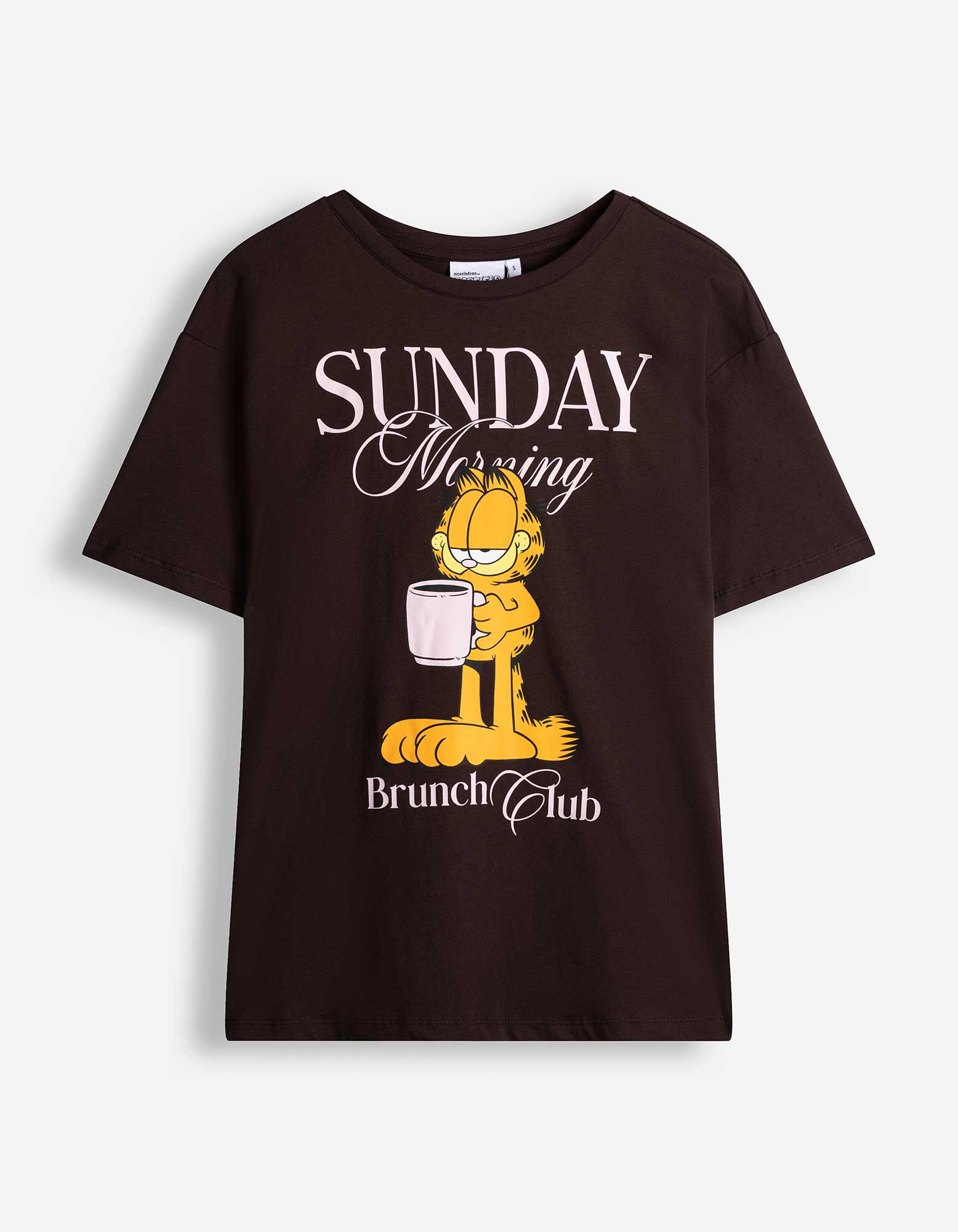 T-shirt - Garfield - Donkerbruin
