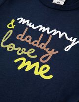 Zestaw body z długim rękawem, spodniami, t-shirtem, skarpetkami i śliniakami - Dinozaur - ciemny niebieski