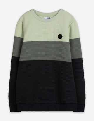 Sweatshirt - Color-Blocking - hellgrün