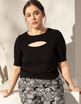 T-shirt - Viscose m&eacute;lang&eacute;e - Noir