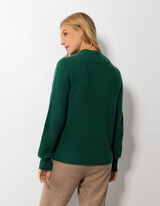 Pleteni pulover - ka&scaron;mir - tamno-zelena