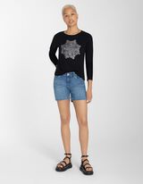 Damen Langarmshirt - Glitzerprint