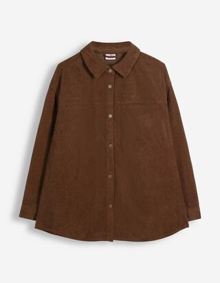 Overhemdblouse - Opgestikte zakken - bruin