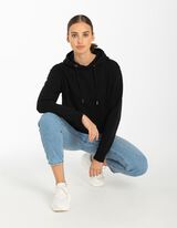 Felpa con cappuccio - Tasca a marsupio - nero