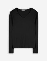 Langarmshirt - Rippstrick - schwarz
