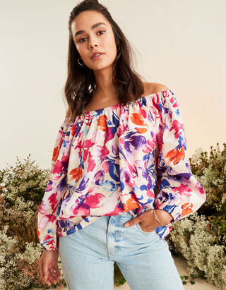 Blouse - Motif floral - rose