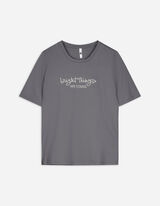 T-Shirt - Stickereien - dunkelgrau