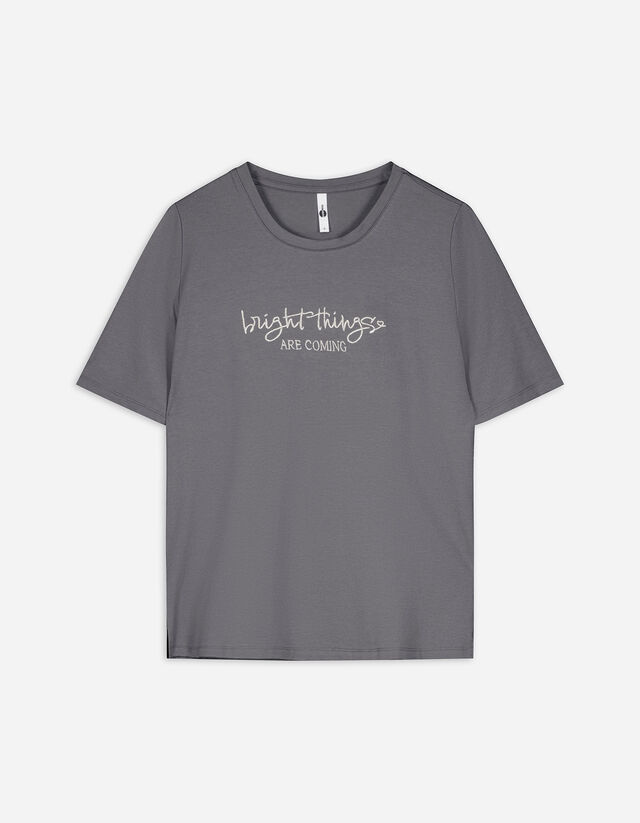 T-Shirt - Stickereien - dunkelgrau
