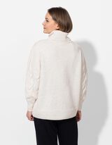 Longpullover - Rollkragen - beige