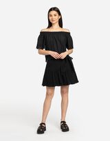 Maglia blusata - Scollo alla carmen - nero