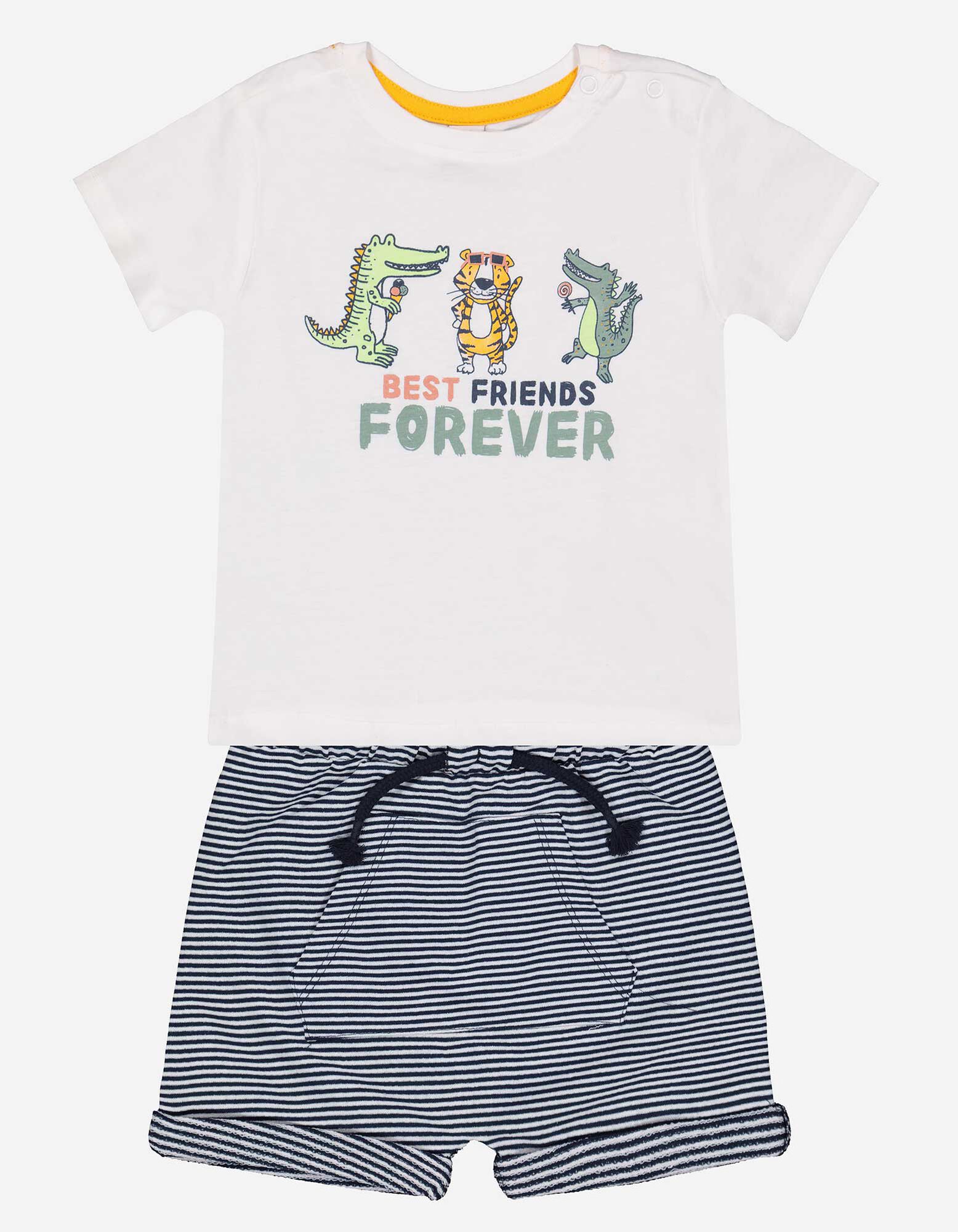 Lot d'un T-shirt et d&rsquo;un pantalon - Imprim&eacute; - blanc