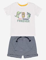 Lot d'un T-shirt et d&rsquo;un pantalon - Imprim&eacute; - blanc