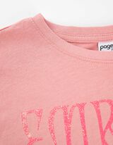 koszulka z długim rękawem - błyszczący nadruk - rozowy