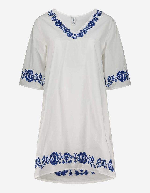 Lange blouse - Borduursels - wit
