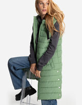 Dolg telovnik - Kapuca z zatezno vrvico - temno zelena