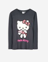 Maglia a manica lunga - Stampa glitterata - grigio scuro