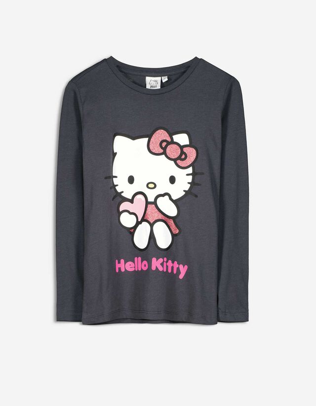 Maglia a manica lunga - Stampa glitterata - grigio scuro