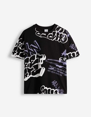 Tričko - Nadměrn&yacute; střih Oversized Fit - cern&aacute;