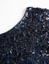 Abito - Inserto di paillettes - blu scuro