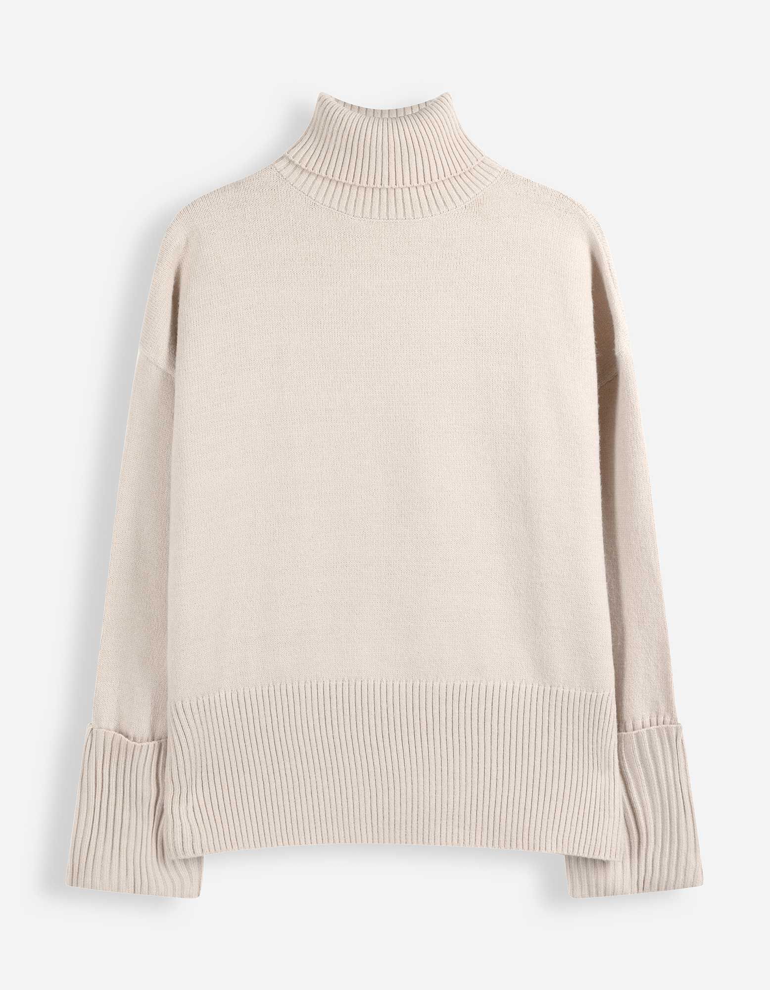 Strickpullover - Rollkragen - Beige