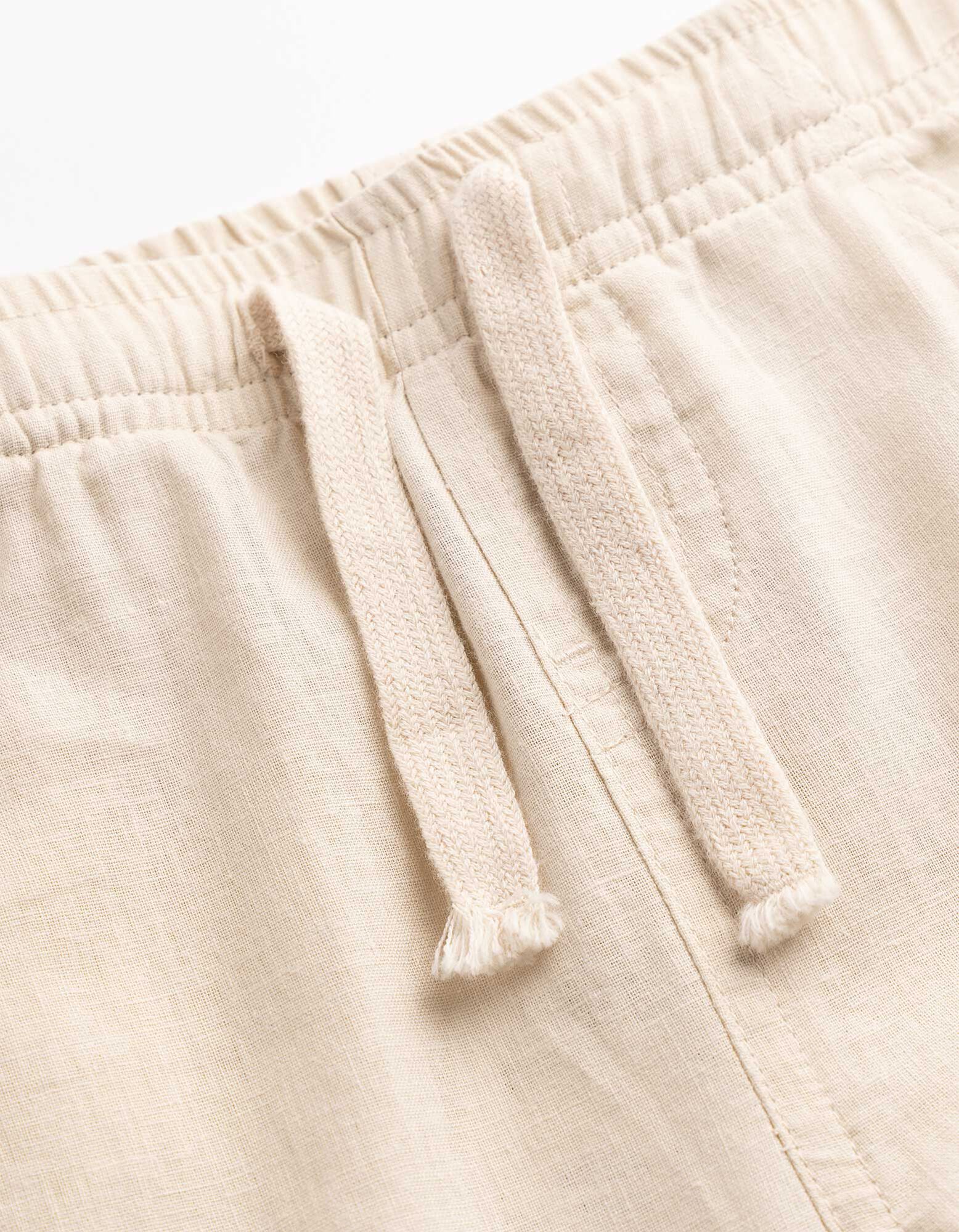 Kalhoty - Směs se lnem - b&iacute;l&aacute;